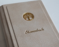 Stammbuch "Goldene Lebensbaum" aus beigem Büffelleder